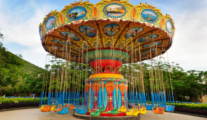 colorful carnival rides