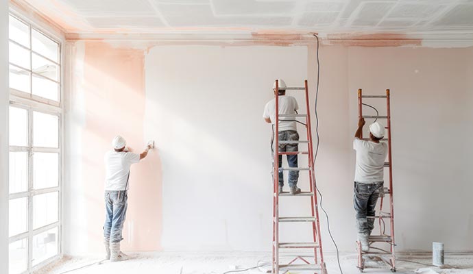 Painting a newly constructed building