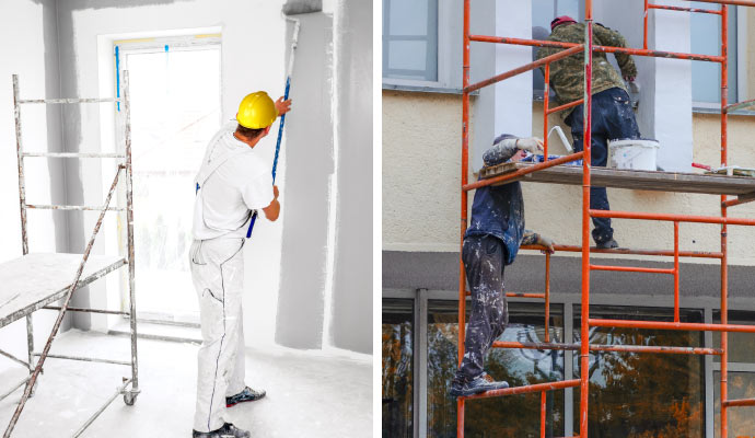 A collage of commercial interior and exterior painting